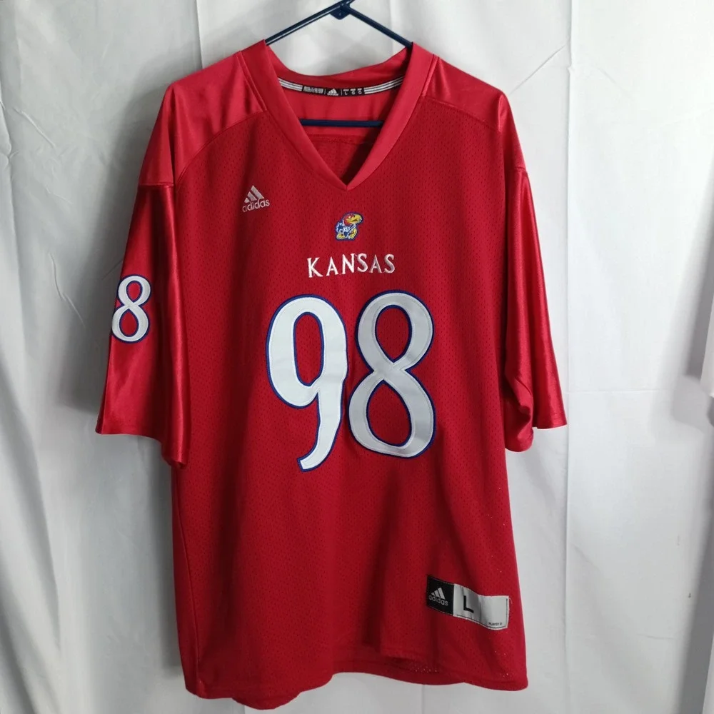 Adidas Kansas Jayhawks Cobee Bryant 98 Football Jersey Large Red KU NCAA